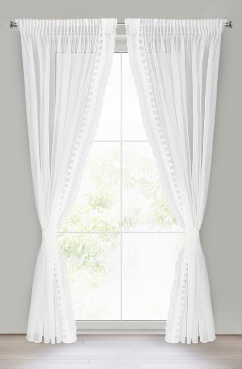 FIRANA GOTOWA LARISA NA TAŚMIE 140 X 270 CM BIAŁY