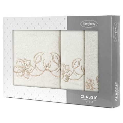 KOMPLET RĘCZNIKÓW 3 56 X 36 X 7 CM KREMOWY KOMPLET RĘCZNIKÓW 3 56 X 36 X 7 CM KREMOWY