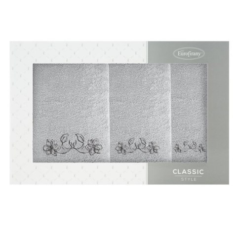 KOMPLET RĘCZNIKÓW 3 56 X 36 X 7 CM SREBRNY KOMPLET RĘCZNIKÓW 3 56 X 36 X 7 CM SREBRNY