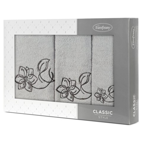 KOMPLET RĘCZNIKÓW 3 56 X 36 X 7 CM SREBRNY KOMPLET RĘCZNIKÓW 3 56 X 36 X 7 CM SREBRNY