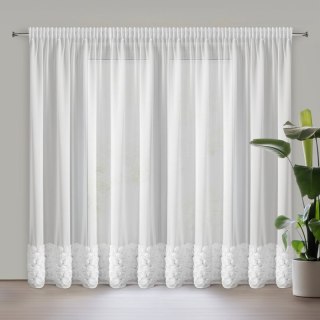 ZASŁONA GOTOWA ROSES 3 NA TAŚMIE 350 X 270 CM BIAŁY