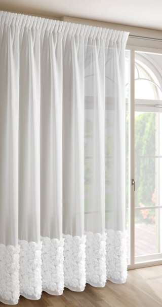 ZASŁONA GOTOWA ROSES 3 NA TAŚMIE 350 X 270 CM BIAŁY