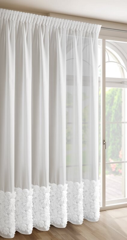 ZASŁONA GOTOWA ROSES 3 NA TAŚMIE 350 X 270 CM BIAŁY ZASŁONA GOTOWA ROSES 3 NA TAŚMIE 350 X 270 CM BIAŁY