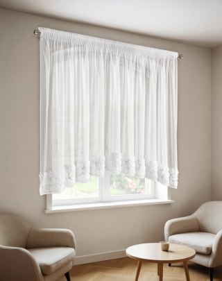 ZASŁONA GOTOWA ROSES 4 NA TAŚMIE 400 X 160 CM BIAŁY