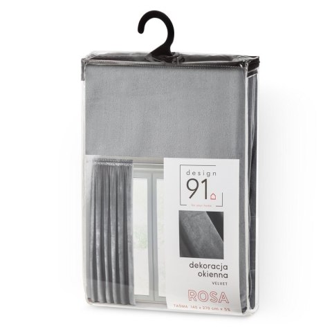 ZASŁONA GOTOWA D91 ROSA NA TAŚMIE 140 X 270 CM SREBRNY