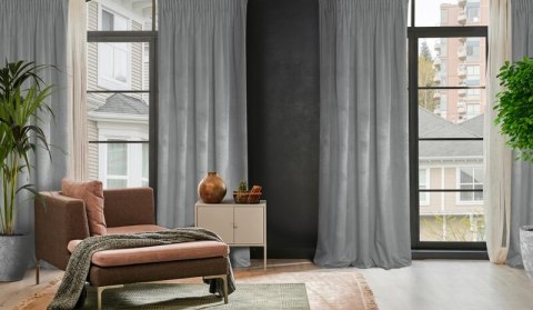 ZASŁONA GOTOWA D91 ROSA NA TAŚMIE 140 X 270 CM SREBRNY