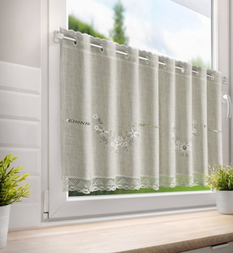 FIRANA GOTOWA VERONICA NA TAŚMIE 150 X 60 CM BEŻOWY FIRANA GOTOWA VERONICA NA TAŚMIE 150 X 60 CM BEŻOWY