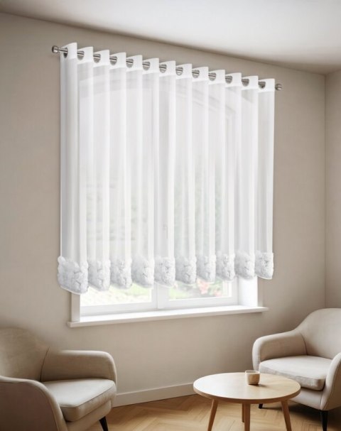 ZASŁONA GOTOWA ROSES 4 350 X 160 CM BIAŁY