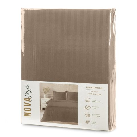 KOMPLET POŚCIELI SATYNOWEJ VERA 160 X 200 CM BRĄZOWY