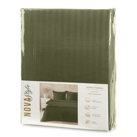 KOMPLET POŚCIELI SATYNOWEJ VERA 160 X 200 CM OLIWKOWY