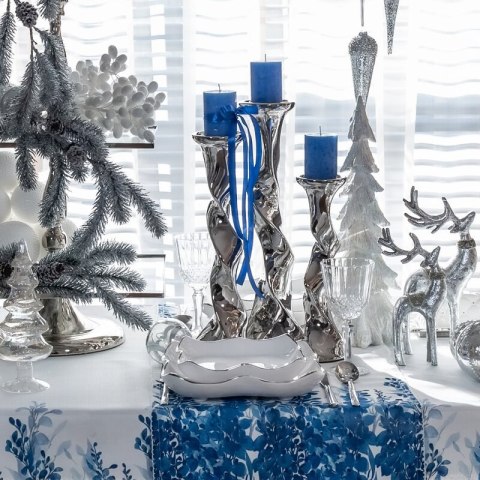 ŚWIĄTECZNA CERAMIKA 12 X 12 X 39 CM SREBRNY