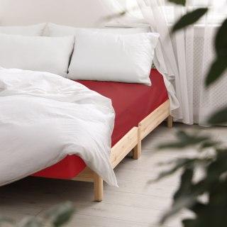 Prześcieradło satyna bawełniana z gumką czerwony 029/120x200