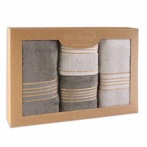 Ręcznik D Bawełna 100% Tiwano Jasny Popiel + Grafit (P) 2x50x90+2x70x140 kpl.