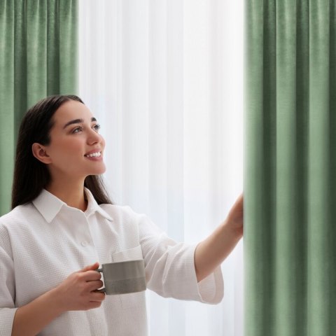 ZASŁONA GOTOWA D91 ROSA NA TAŚMIE 140 X 270 CM CIEMNOMIĘTOWY