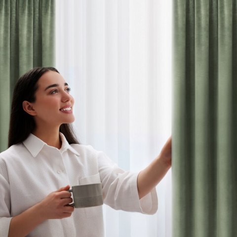 ZASŁONA GOTOWA D91 ROSA NA TAŚMIE 140 X 270 CM OLIWKOWY