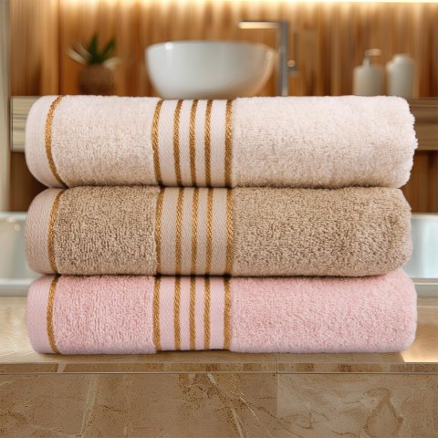 Ręcznik D Bawełna 100% Tiwano Krem + Zieleń Butelkowa (P) 2x30x50+2x50x90+2x70x140 kpl.