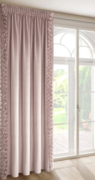 ZASŁONA GOTOWA ROSES 14 NA TAŚMIE 140 X 270 CM PUDROWY