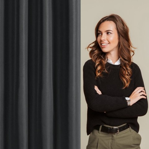 ZASŁONA GOTOWA RITA NA TAŚMIE 140 X 270 CM CZARNY