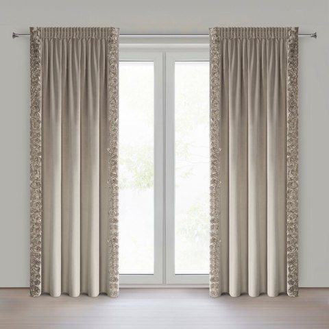 ZASŁONA GOTOWA ROSES 14 NA TAŚMIE 140 X 270 CM BEŻOWY