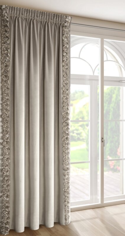 ZASŁONA GOTOWA ROSES 14 NA TAŚMIE 140 X 270 CM BEŻOWY