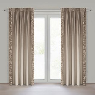 ZASŁONA GOTOWA ROSES 14 NA TAŚMIE 140 X 270 CM CIEMNOBEŻOWY