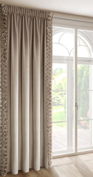 ZASŁONA GOTOWA ROSES 14 NA TAŚMIE 140 X 270 CM CIEMNOBEŻOWY