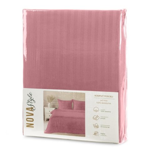 KOMPLET POŚCIELI SATYNOWEJ VERA 220 X 200 CM PUDROWY RÓŻ