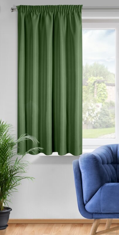 ZASŁONA GOTOWA RITA NA TAŚMIE 140 X 175 CM CIEMNOZIELONY