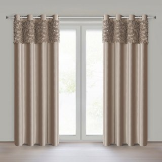 ZASŁONA GOTOWA ROSES 13 NA TAŚMIE 140 X 250 CM CIEMNOBEŻOWY