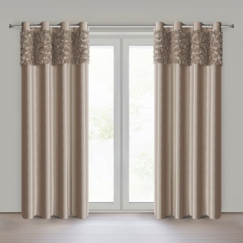 ZASŁONA GOTOWA ROSES 13 NA TAŚMIE 140 X 250 CM CIEMNOBEŻOWY