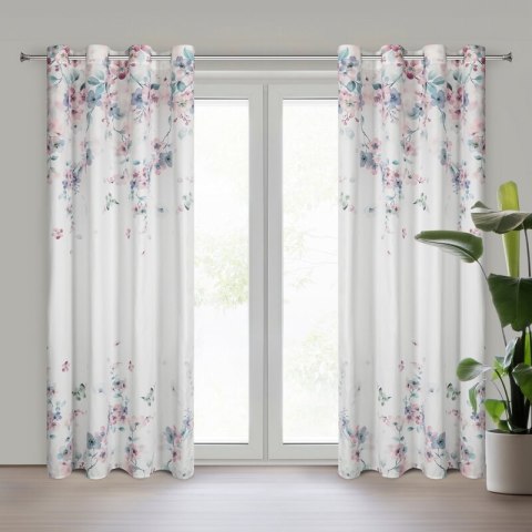 ZASŁONA SI/Z/FLORA/B+RÓŻ 140X250 PRZEL
