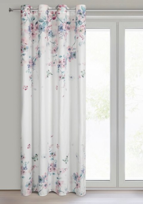ZASŁONA SI/Z/FLORA/B+RÓŻ 140X250 PRZEL
