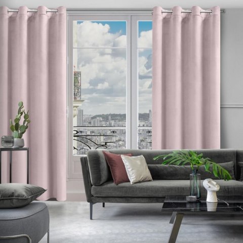 ZASŁONA GOTOWA D91 ROSA NA TAŚMIE 135 X 300 CM PUDROWY RÓŻ