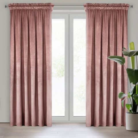 ZASŁONA GOTOWA D91 ROSA NA TAŚMIE 135 X 300 CM CIEMNORÓŻOWY