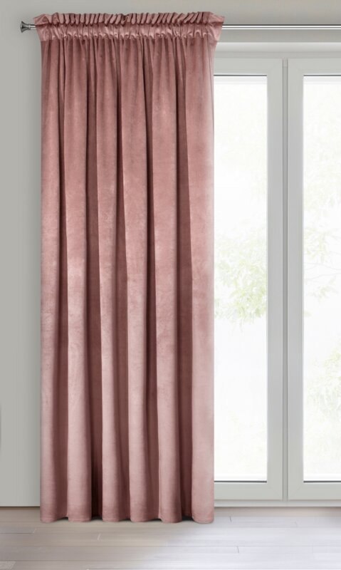 ZASŁONA GOTOWA D91 ROSA NA TAŚMIE 135 X 300 CM CIEMNORÓŻOWY