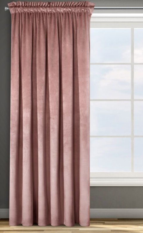 ZASŁONA GOTOWA D91 ROSA NA TAŚMIE 135 X 300 CM CIEMNORÓŻOWY