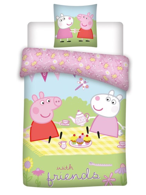 Pościel bawełna 100x135 + 40x60 Peppa piknik