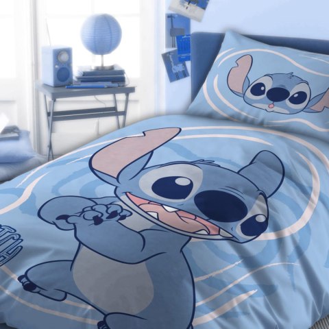 Pościel bawełna 160x200+1p70x80 Lilo i Stitch 002 niebieski