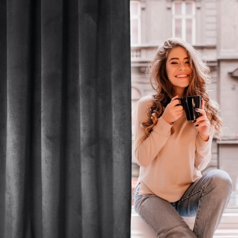 ZASŁONA GOTOWA D91 ROSA 140 X 250 CM CZARNY