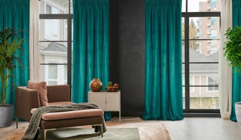 ZASŁONA GOTOWA D91 ROSA NA TAŚMIE 140 X 270 CM CIEMNOTURKUSOWY