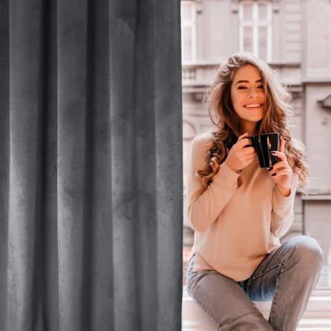 ZASŁONA GOTOWA D91 ROSA NA TAŚMIE 140 X 270 CM GRAFITOWY