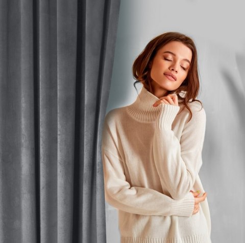 ZASŁONA GOTOWA D91 ROSA NA TAŚMIE 140 X 270 CM GRAFITOWY