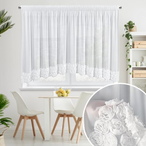 ZASŁONA GOTOWA ROSES 8 NA TAŚMIE 400 X 160 CM BIAŁY