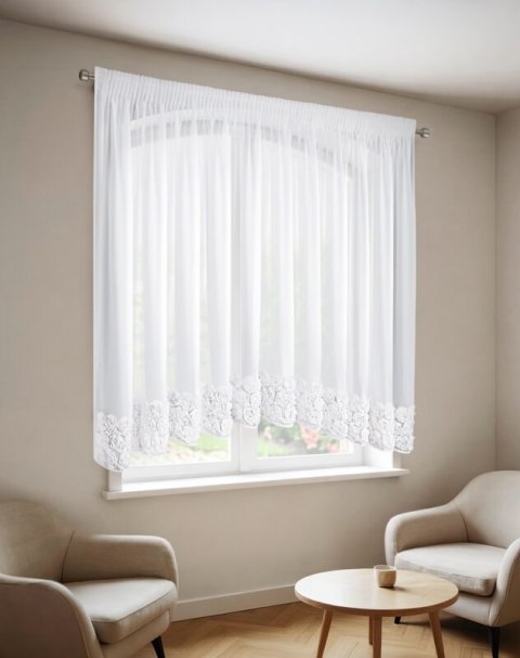 ZASŁONA GOTOWA ROSES 8 NA TAŚMIE 400 X 160 CM BIAŁY