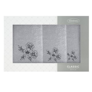 KOMPLET RĘCZNIKÓW 3 56 X 36 X 7 CM SREBRNY