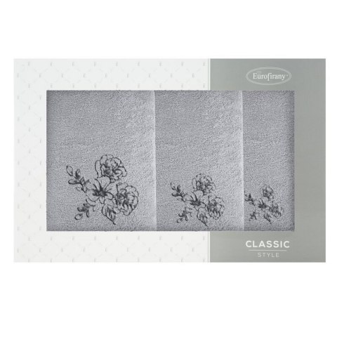 KOMPLET RĘCZNIKÓW 3 56 X 36 X 7 CM SREBRNY KOMPLET RĘCZNIKÓW 3 56 X 36 X 7 CM SREBRNY