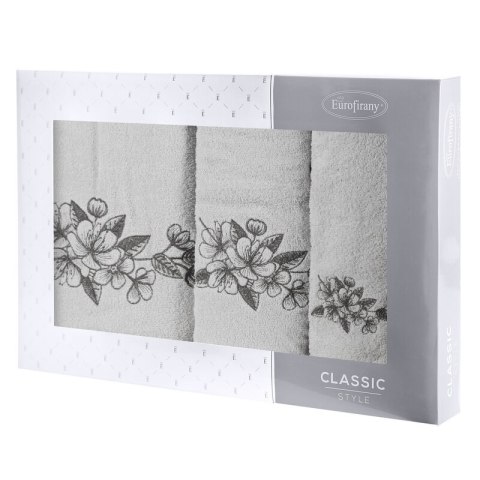 KOMPLET RĘCZNIKÓW 3 56 X 36 X 7 CM SREBRNY KOMPLET RĘCZNIKÓW 3 56 X 36 X 7 CM SREBRNY