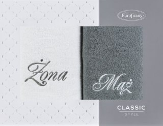 KOMPLET RĘCZNIKÓW MĄŻ ŻONA 47 X 37 X 7 CM BIAŁY