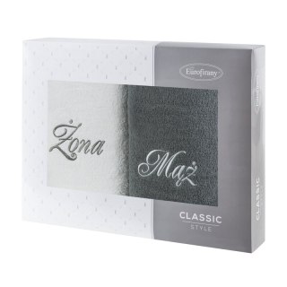 KOMPLET RĘCZNIKÓW MĄŻ ŻONA 47 X 37 X 7 CM BIAŁY