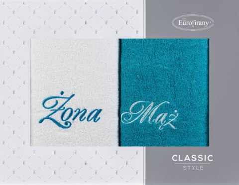 KOMPLET RĘCZNIKÓW MĄŻ ŻONA 47 X 37 X 7 CM BIAŁY